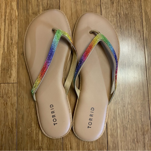 Torrid Rainbow Rhinestone Flip Flop (WW) - Picture 5 of 6